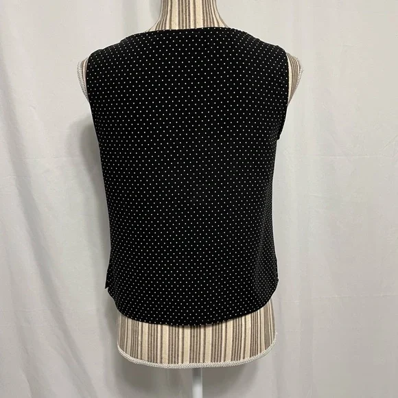 black sleeveless white polka dots blouse small - Picture 5 of 6